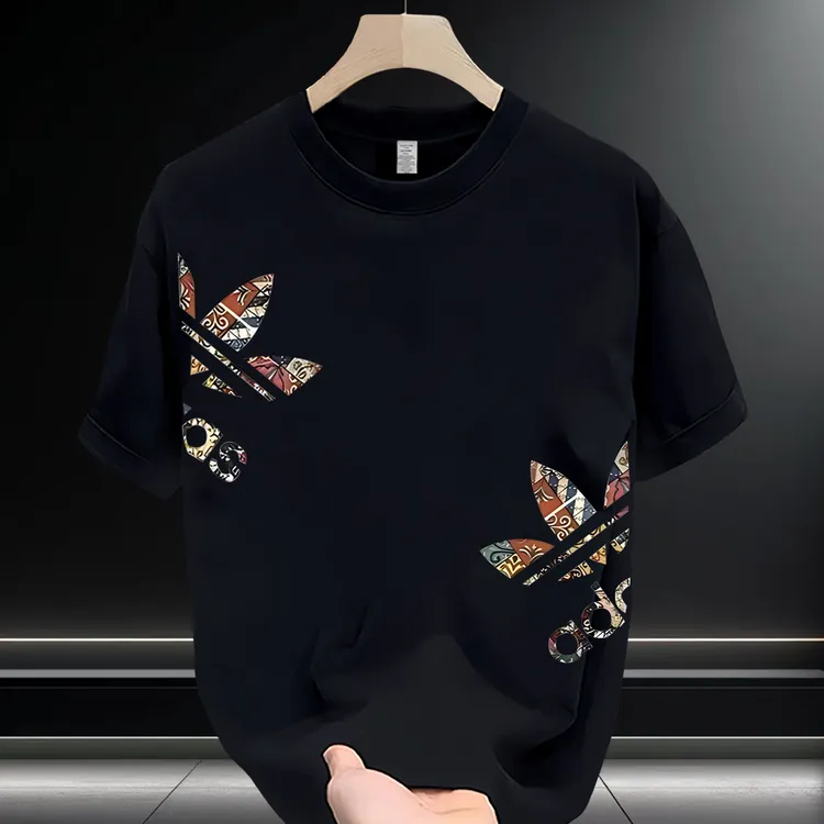 高级感男装2025年帅气潮牌纯棉T恤男款短袖大码印花半袖休闲上衣