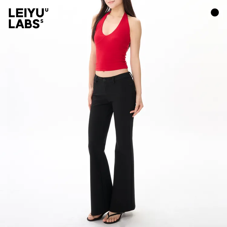 LEIYU LABS低腰紧身微喇休闲裤女夏2025年新款修身显瘦阔腿喇叭裤