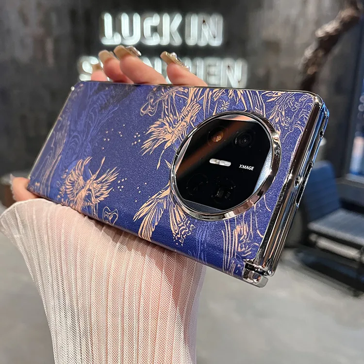 中国风适用华为matex6手机壳复古高档防摔matex5皮纹全包折叠屏壳