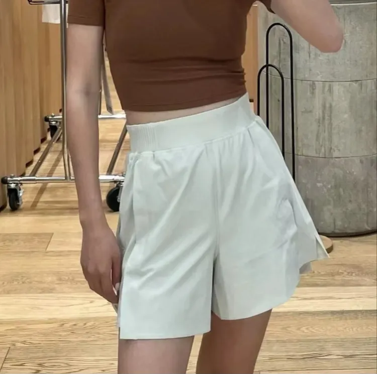 LU-LU女士宽松款高腰弹力速干短裤透气显瘦瑜伽运动健身休闲短裤