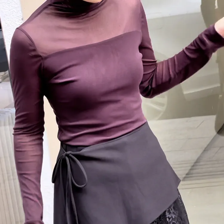 修身半高领打底衫女长袖2025春秋新款内搭外穿高级感上衣时尚
