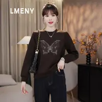 LMENY“蝶语琉璃”重工美物！小香风手工钉珠立体蝴蝶卫衣25CL003