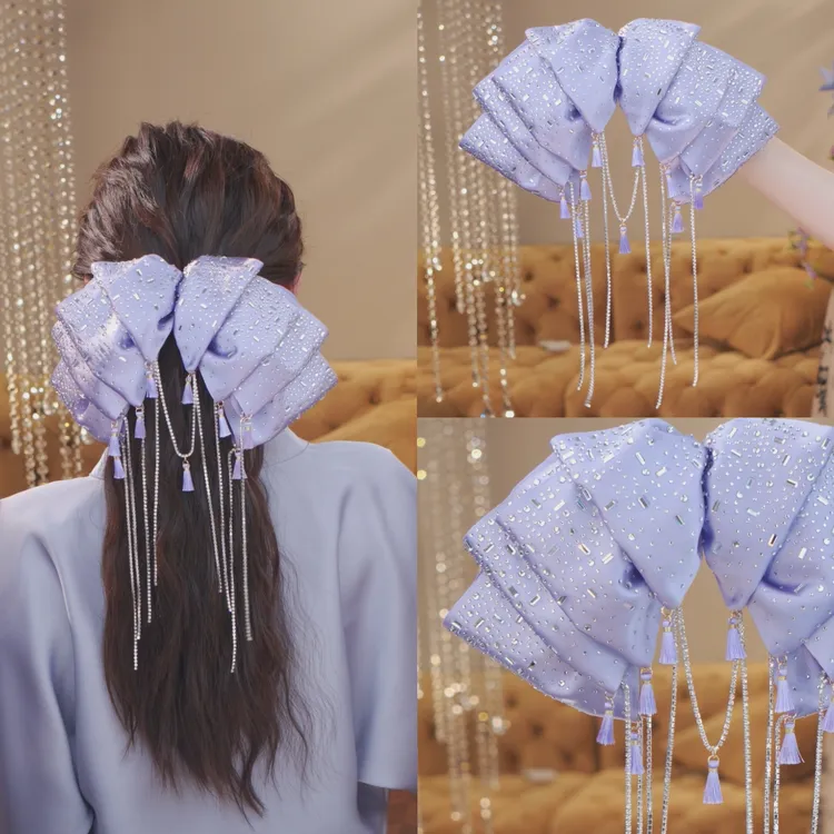 【满天星云朵】轻奢小众纯手工重工设计师款式链条流苏款云朵夹2432