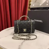 95新 Chanel/香奈儿 23a钻石手柄Cf大mini羊皮芯片款23年38224515