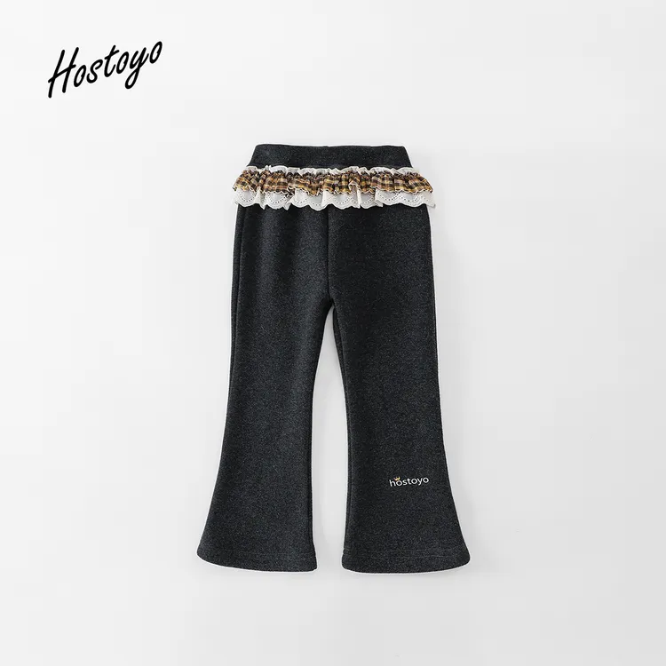 【皇室童缘】冬季新款加绒加厚女童蕾丝花边打底裤17830360040