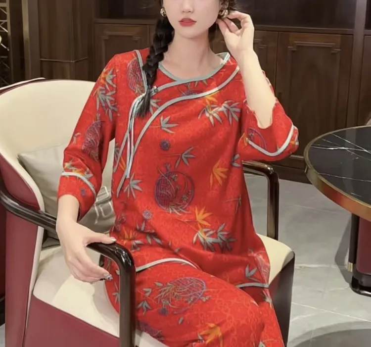 965-时尚大码洋气秋冬长袖宽松显瘦复古文艺家居服套装裤子带兜