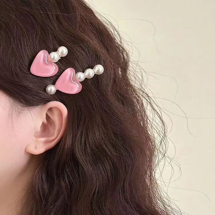 人鱼泡泡法式波光爱心珍珠少女刘海侧边夹高级感小众气质成人发夹