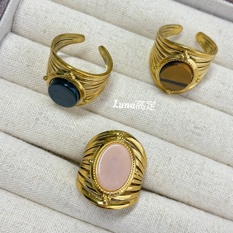 铜合金合成锆石戒指 Luna定制 0521欧美风复古个性潮流开口戒指