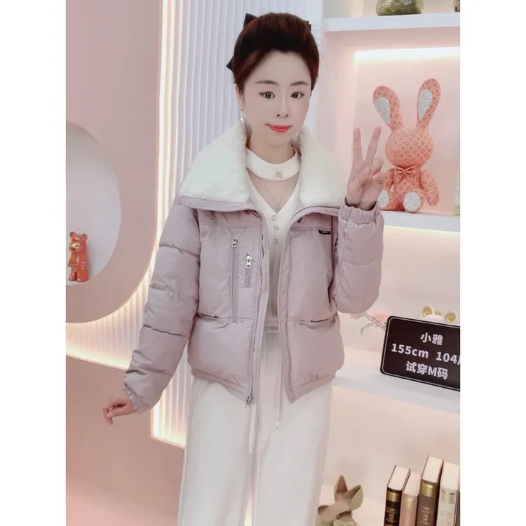 小个子冬季新款爆款时尚百搭加厚洋气翻领显瘦女士棉服棉衣外套