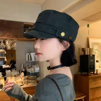 美式复古平顶贝雷帽女2025新款做旧水洗文艺百搭显脸小鸭舌帽子潮