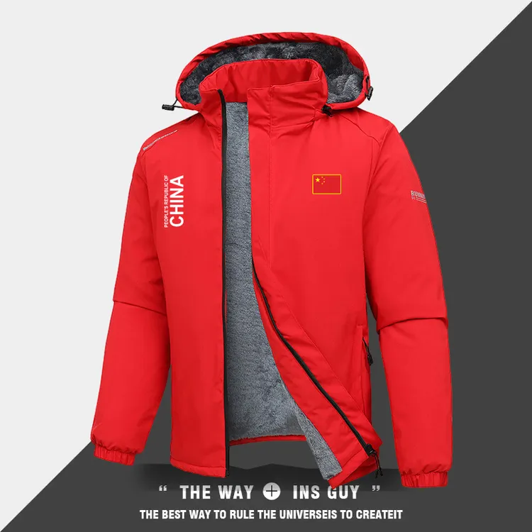 中国队China加绒保暖棉服男士秋冬季运动休闲夹克防风加厚外套