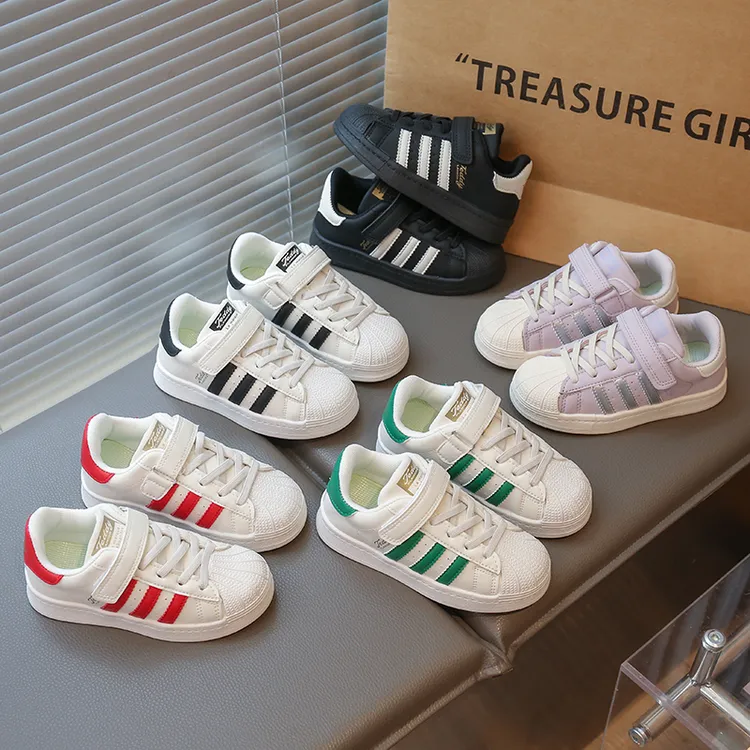 秋季潮款魔术贴小白鞋贝壳头童鞋儿童板鞋休闲百搭儿童运动鞋980