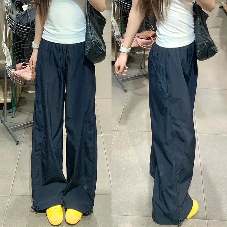 2025新款美式速干工装裤女夏季薄款高腰显瘦休闲小个子直筒阔腿裤