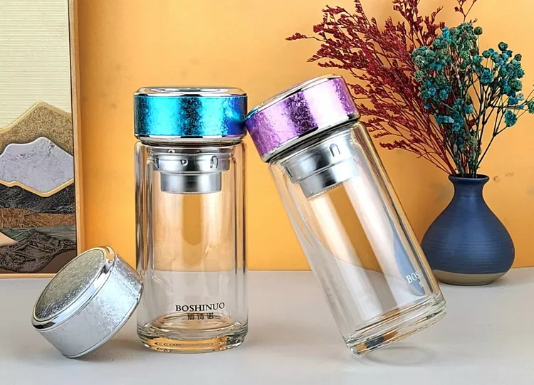 迷你便携双层玻璃泡茶杯男女通用高颜值水杯