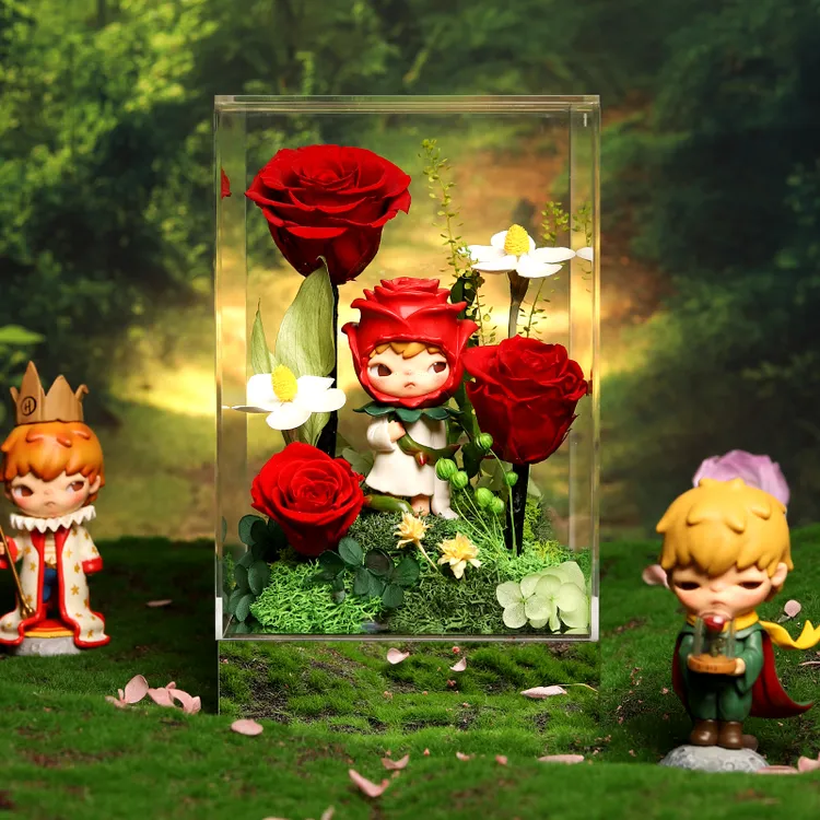 正版小野小王子的玫瑰花圣诞节生日礼物永生花真花摆件高级感礼品