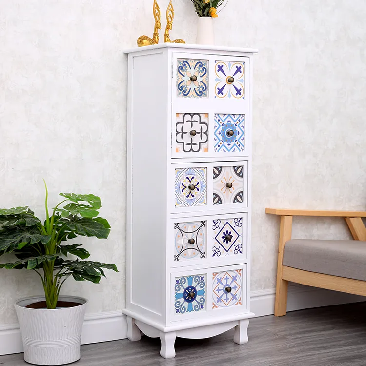 美式复古客厅收纳柜简约带门储物柜免安装家用小柜子大容量斗柜