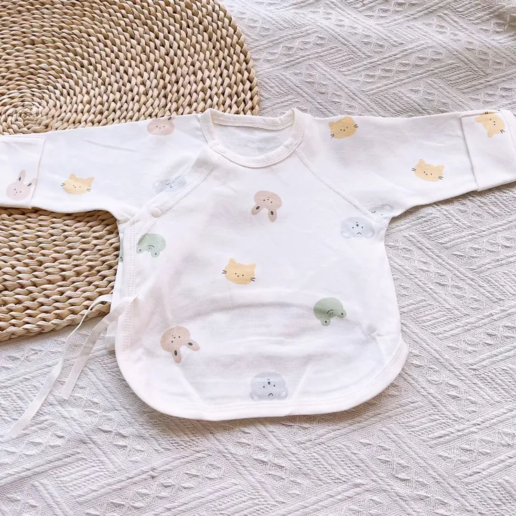 春季纯棉半背衣上装刚出生白色婴儿衣女宝婴幼儿上衣