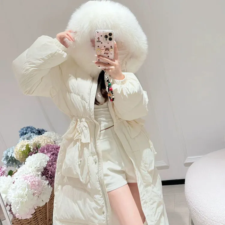 【雪暖】新国标90绒子真狐狸毛领羽绒服白鸭绒修身显瘦收腰小众