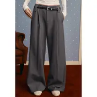 wooha 吾哈2025冬季新款捏褶腰头西裤高腰时尚休闲裤