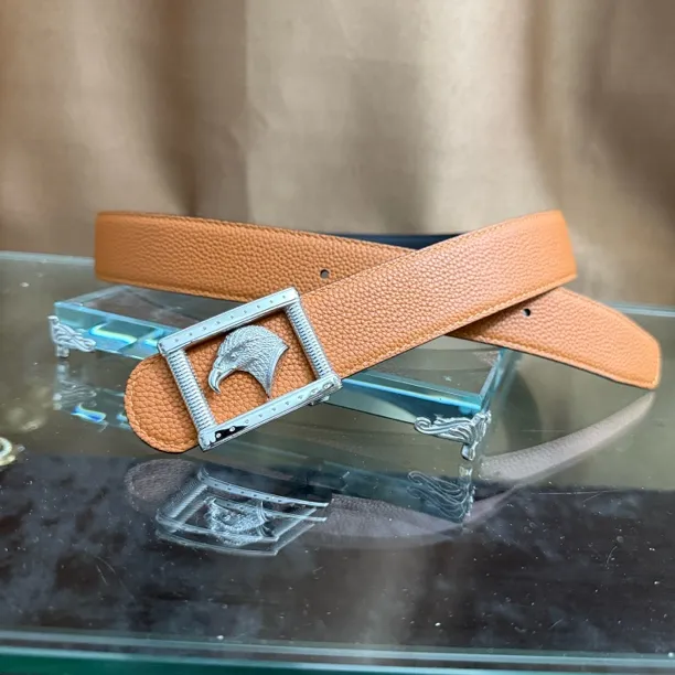 史蒂芬新款百搭男士皮带高档休闲老鹰头牛皮腰带青中老年时尚商务