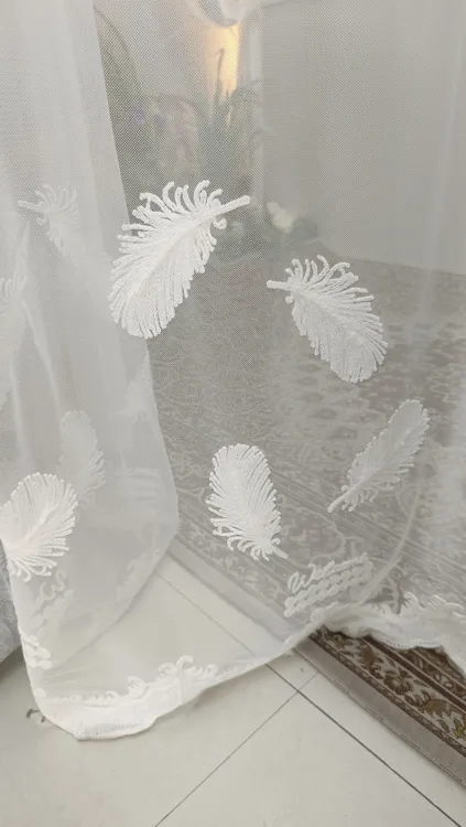 羽毛纱 绣花窗纱彩色立体绣花落地窗纱