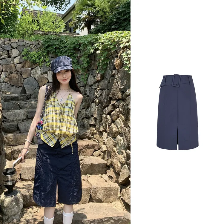 【2000S 千禧辣妹】直筒开叉半身裙 8844#