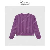 秋冬氛围感竖坑条螺纹圆领针织毛衣 FM-YH166