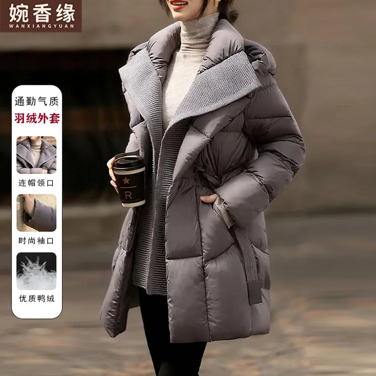 羽绒服女2025新款中长款宽松加厚中老年妈妈中款老人冬季外套
