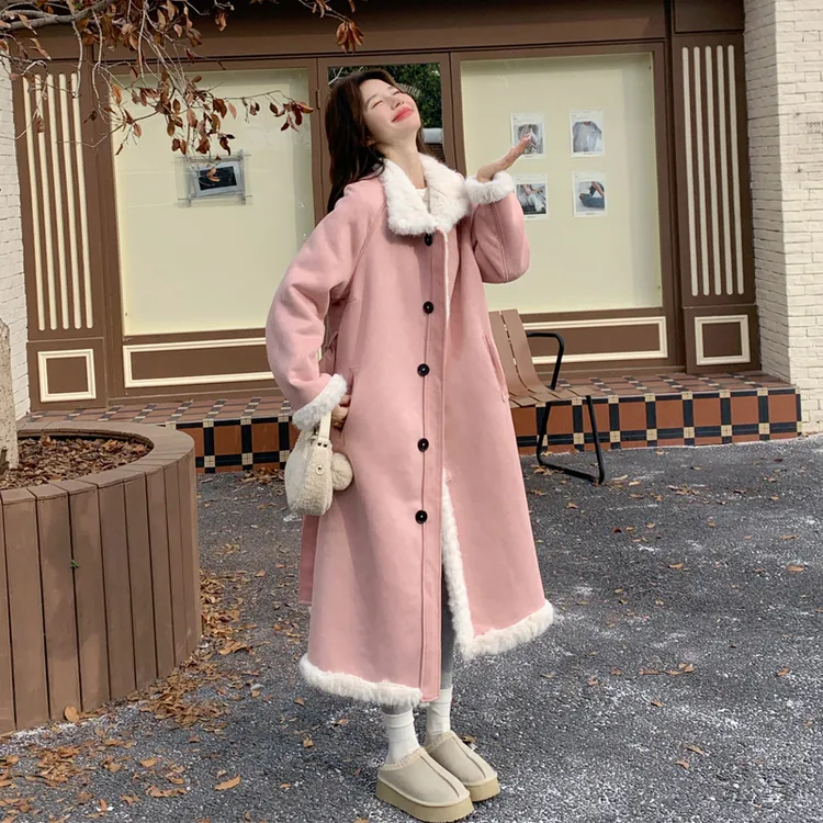 冬装氛围感两面穿皮毛一体外套2025冬季新款复古甜酷风羊羔毛棉服