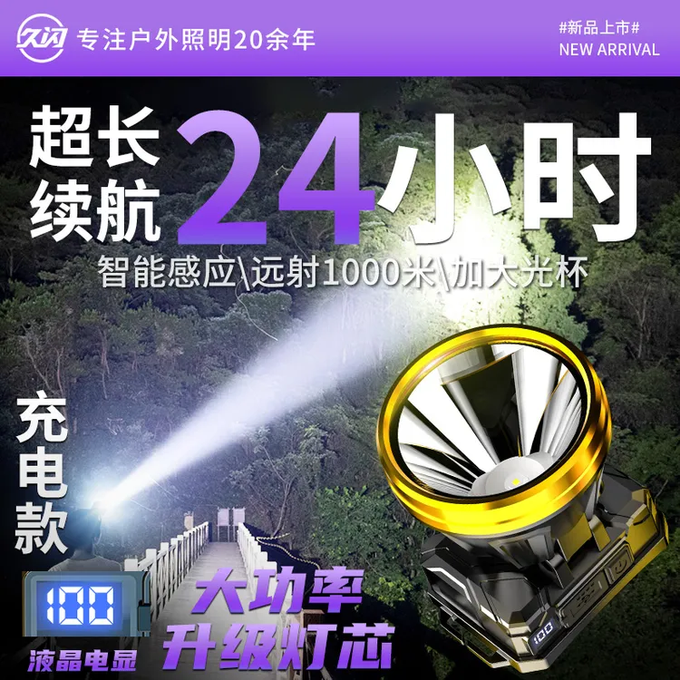 头灯强光超亮充电头戴式照明灯超长续航手电筒锂电夜钓鱼专用矿灯