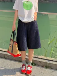 （天丝亚麻牛仔中裤）薄款直筒裤纯色夏季成人短裤牛仔裤子夏装休闲