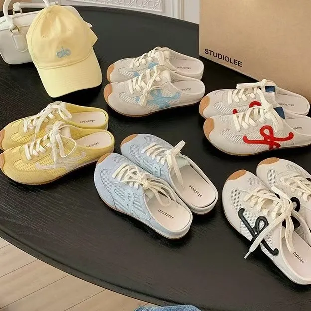 内增高小歪头包头德训鞋女鞋子软底半拖休闲鞋阿甘鞋