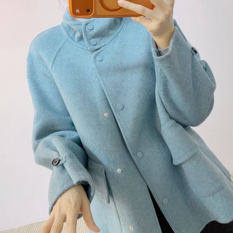 RS秋冬韩版时尚百搭休闲宽松短款双面毛呢外套561