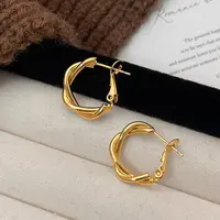 铜合金耳饰 【麻花耳圈】气质复古风百搭1.5厘米