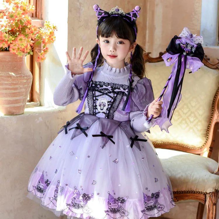 女小童洛丽塔公主裙2025新款秋冬季儿童库洛米连衣裙女孩毛衣裙子