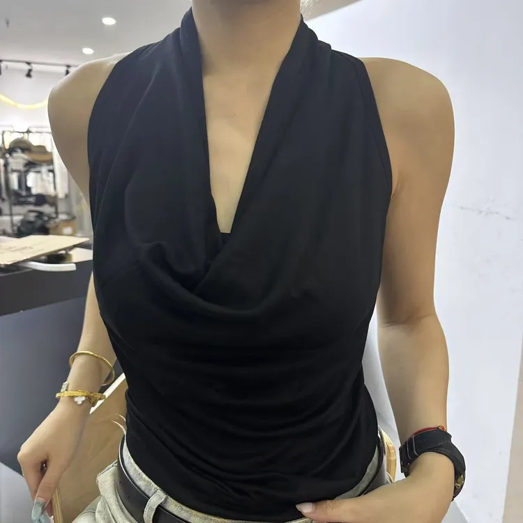 新款显瘦挂脖无袖吊带背心女款设计感上衣夏天外穿