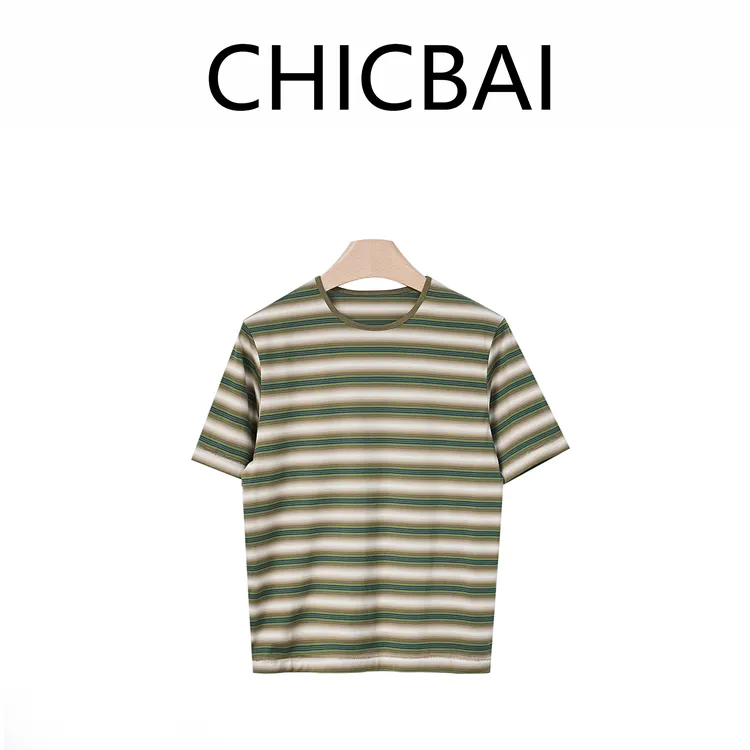 CHICBAI 全棉肌理山野柔风渐染色织条纹