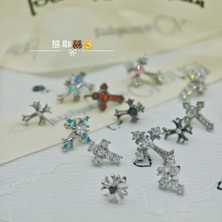 钛钢耳饰 克罗十字架A组 小众耳钉钛钢耳钉爆闪耳钉耳骨钉耳锅钉