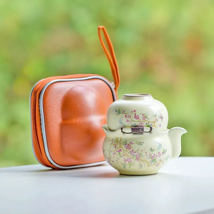 汝瓷一壶一杯高端旅行茶具露营旅行便携陶瓷小富婆专用高端轻奢