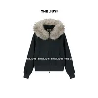 【LIUYI】新款chao大毛领连帽加厚绒卫衣外套512116