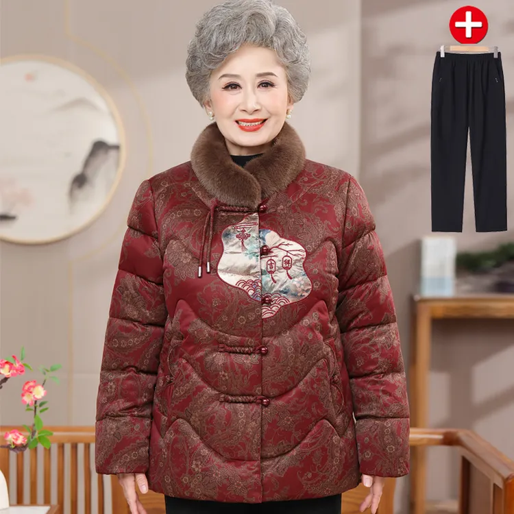 中老年人冬装女棉衣奶奶装立领棉袄洋气妈妈新中式老太太加绒棉服