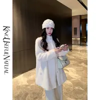 KUN【爱神】尽享奢暖 廓型小A摆立领高级感简约加厚毛毛外套