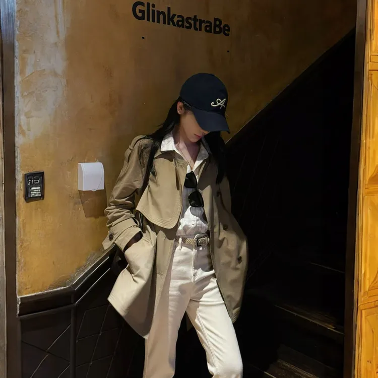 “静奢秋意”翻领中长款系带英伦风收腰百搭风衣 OFLAMLAM MW006G