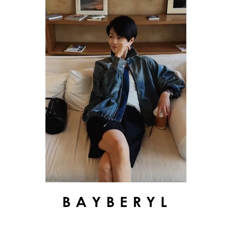 CC09-BAYBERYL老贝气球牛仔*loe抽绳翻领插肩牛仔外套MF5C1703
