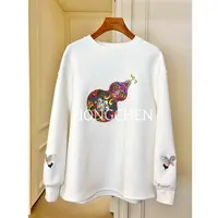 【虹辰】高端时尚重工葫芦刺绣女士百搭上衣加绒休闲长袖卫衣HC3055