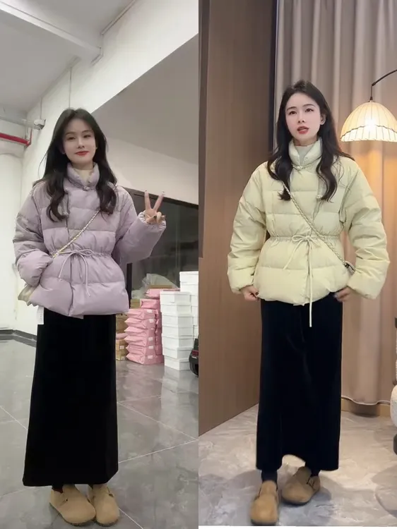 韩系氛围感穿搭冬季2025新款纯色卸棉服时尚减龄宽松保暖简约外套