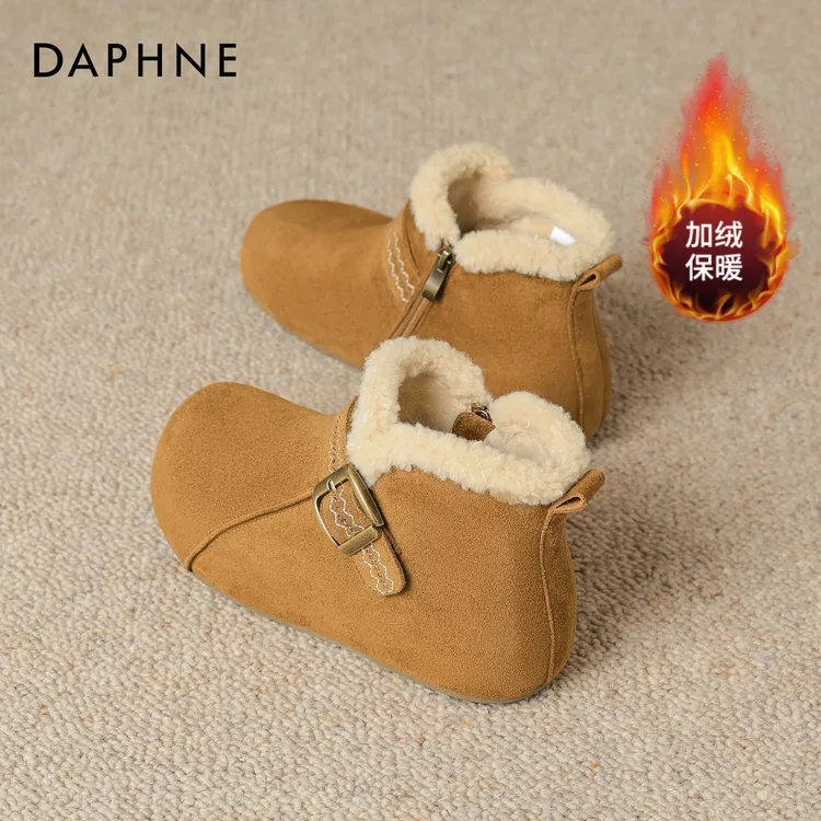 达芙妮厚底雪地靴女2025新款冬季小土豆内增高加绒勃肯鞋保暖棉鞋