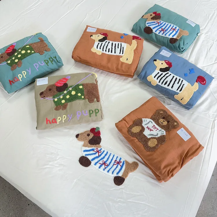 纯棉双层纱毛巾绣床笠床单180*200cm 裸睡亲肤舒适