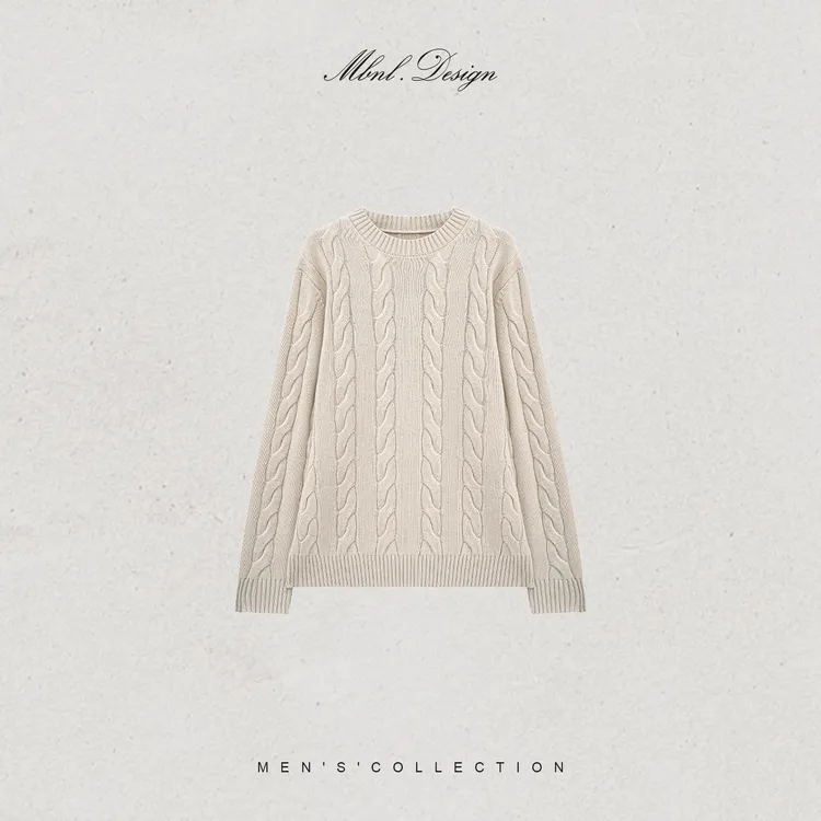 MBNL-F「大麻花」秦磊男装695g澳洲绵羊毛混纺弹力毛衣LL-WSY1210