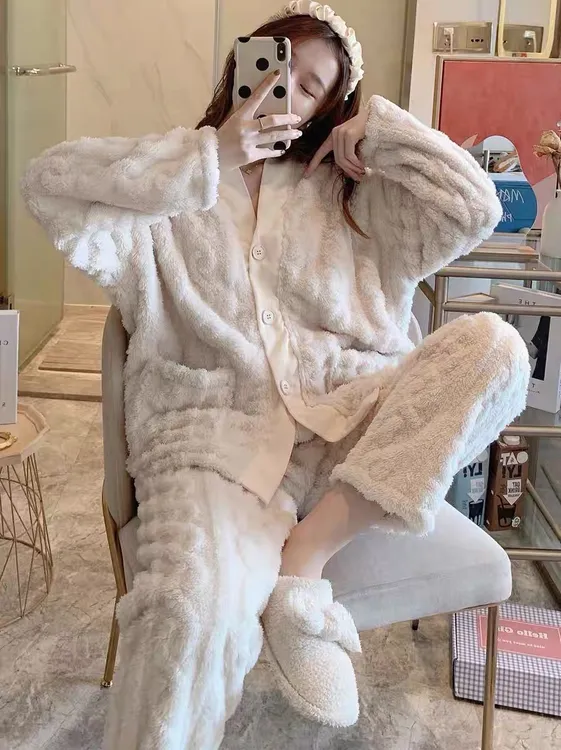 珊瑚绒睡衣女冬季加厚加绒2025年新款套装秋冬可外穿法兰绒家居服